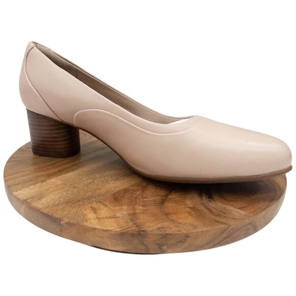 Clarks Cosmo Step Blush Pink Leather Pumps Low Heels Women's Size 9.5 - Picture 2 of 7